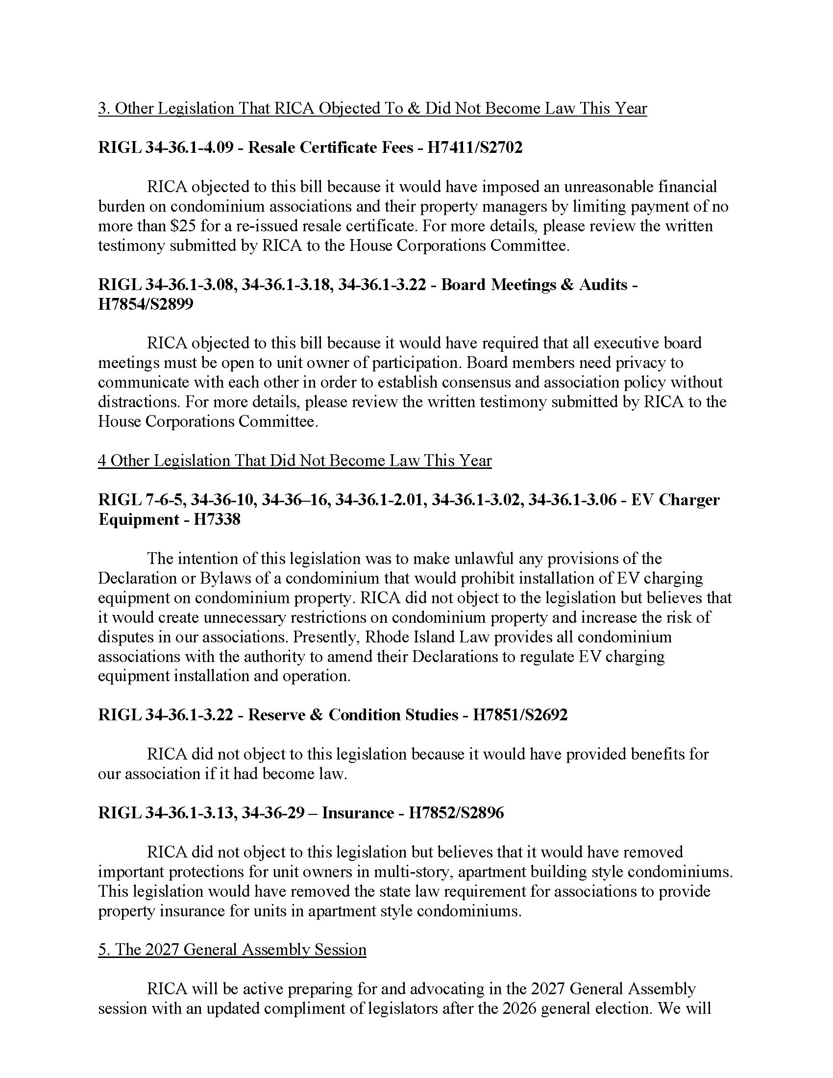legislative update