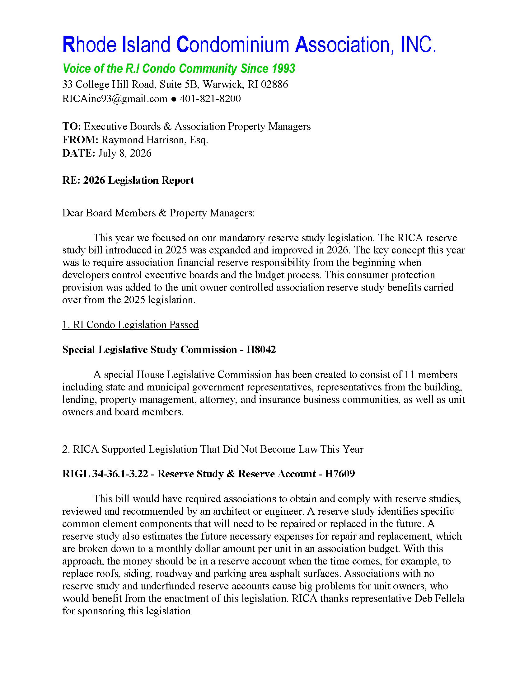 legislative update
