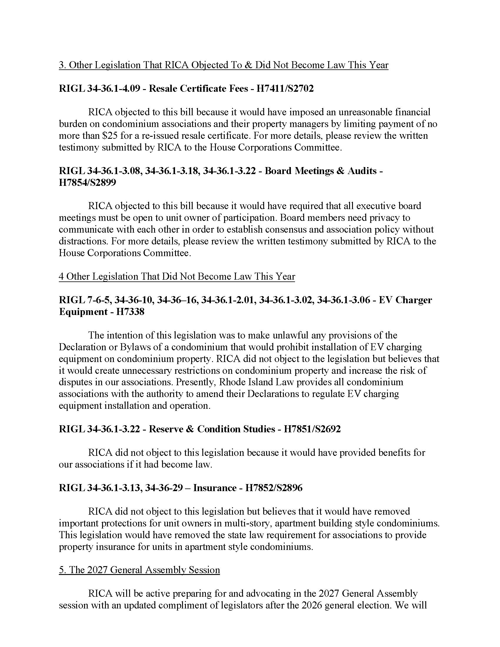 legislative update